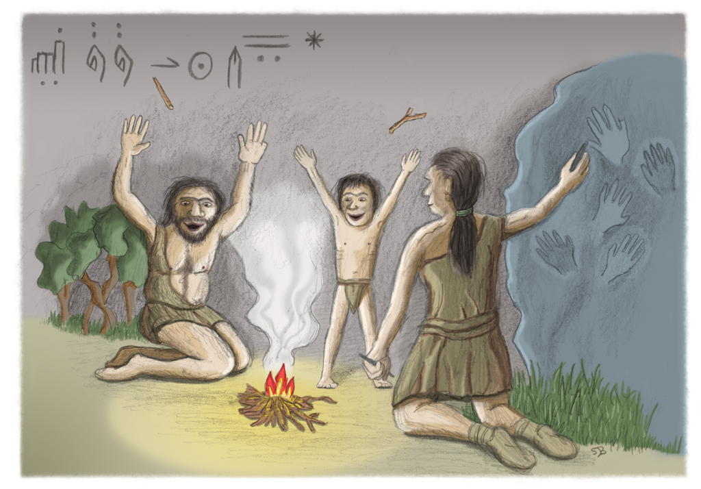 Neanderthalers maken vuur.